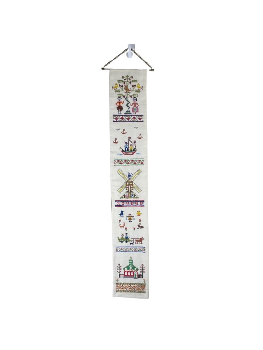 Columbia Minerva Corp 1973 Cross Stitch Bell Pull No 6536 Home Decor Folk Art